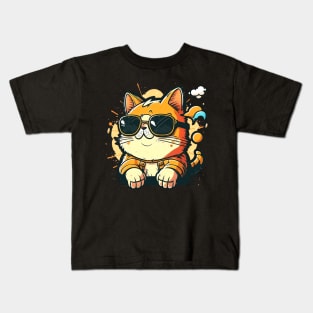 Cute Cat wearing sunglasses Kids T-Shirt